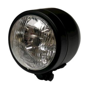 Universal Single Round Dominator Headlight (Matt Black Bottom Mount / H4 12V 60/55W)