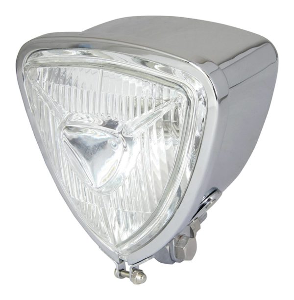 Universal Triangle Chrome Headlight H6 12V 35/35W Centre Dip