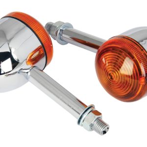 Bike It Long Stem Bullet Indicators With Chrome Body And Amber Lens