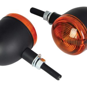 Bike It Short Stem Bullet Indicators With Black Body And Amber Lens