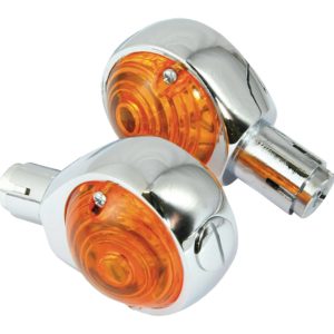 Bike It Bullseye Indicators with Chrome Body And Amber Lens -25mm
