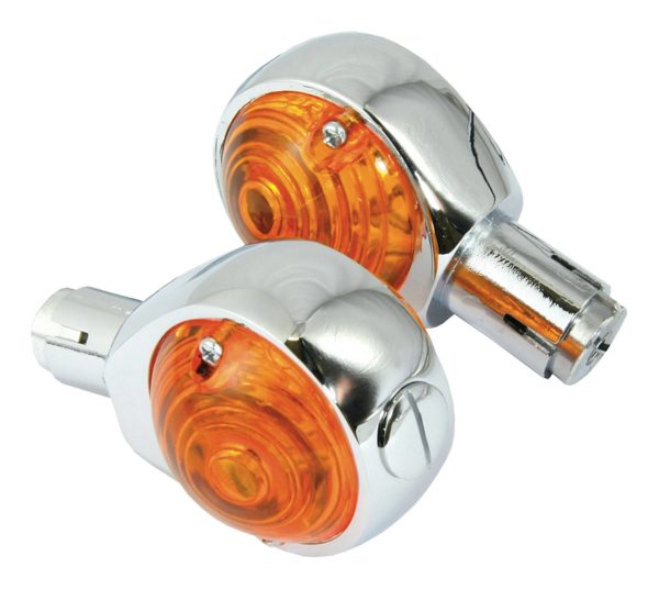 Bike It Bullseye Indicators with Chrome Body And Amber Lens -25mm