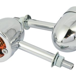 Bike It Long Stem Mini Custom Indicators With Chrome Body And Amber Lens