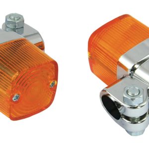 Bike It Square Clamp Type Indicators With Chrome Body And Amber Lens