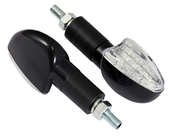 Bike It Long Stem LED Spear Indicators With Black Body And Clear Lens