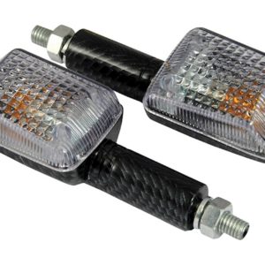 Bike It Long Stem Mini Indicators With Carbon Body And Clear Lens