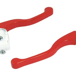 Bike It Lever Assembly Universal Short Red Lever/White Perch (Without Mirror Boss)