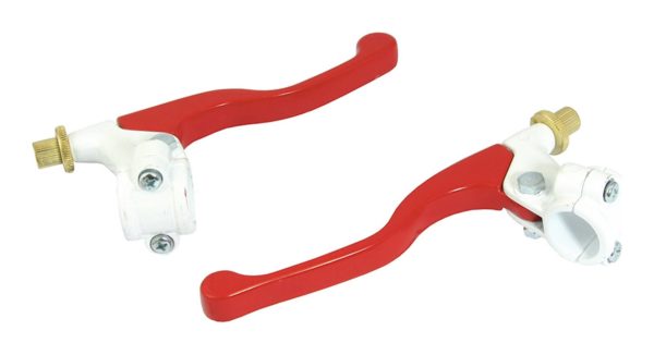 Bike It Lever Assembly Universal Short Red Lever/White Perch (Without Mirror Boss)