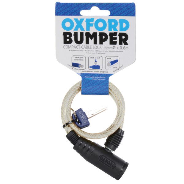 Oxford Bumper Cable Lock Clear 6mm x 600mm